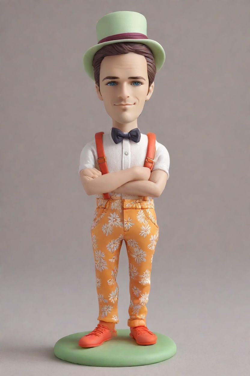 Bobblehead Fashionista The Surfer in Floral Pants and Neon Suspenders