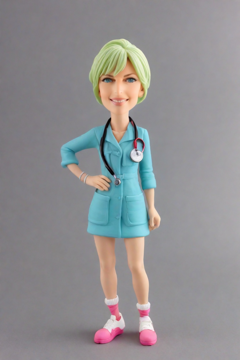 Nurse Sitting Toilet Bobblehead - Funny Gift